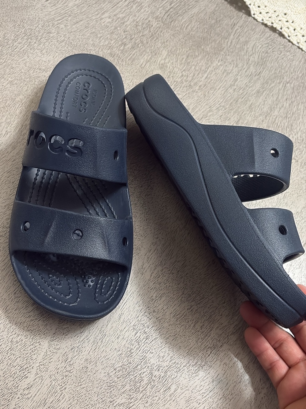 CROCS Navy Double-Strap Slide Sandals